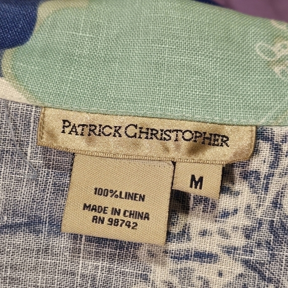 Patrick Christopher Sea Print 100% Linen, Tropical Color Jacket Size M - Picture 6 of 6